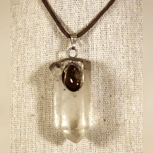 Large Crystal Pendant with Tourmaline Accent stone - Picture 1 of 4