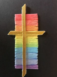 Verzierwachs Kreuz Pastell Regenbogen gold Kerzenwachs Wachsdekor Wachskerze - Bild 1 von 1