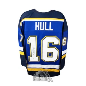 Brett Hull Autographed Custom St Louis Blue Hockey Jersey - BAS COA - Picture 1 of 2