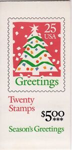 Scott #BK181 (2516a) Christmas Tree (Greetings) Booklet of 20 Stamps - MNH