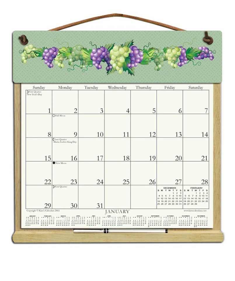 GRAPES CALENDAR HOLDER - REFILLABLE EVERY YEAR! - Image 1 of 1