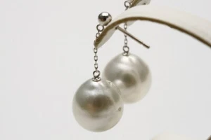 South Sea Pearl Ohrringe 11 mmUP weiß rosa Farbe 18KWG - Bild 1 von 3