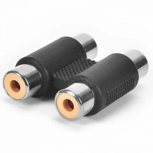 UKDJ 2 x Phono RCA Sockets to 2 x Phono RCA Sockets Twin Adaptor Nickle Plated - Picture 1 of 4