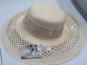 Genuino Sombrero de Paja Toquilla Tejido a Mano Panamá Ala Ancha Bronceado 🔥 HECHO EN ECUADOR - Imagen 1 de 6