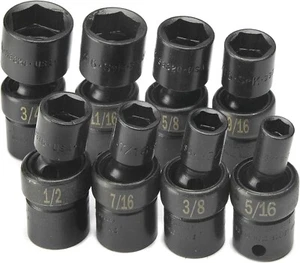 SK TOOLS 8 Piece 3/8" Drive 6 Point Swivel Fractional Impact Socket Set - Picture 1 of 3