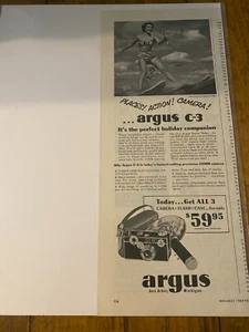 Vintage 1950 Argus C-3 Camera Woman Water Skiing ad - Picture 1 of 1
