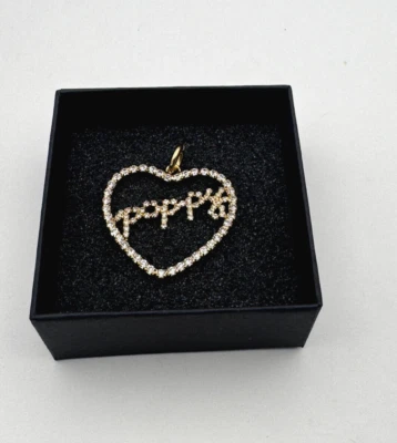 Coach Amapola Oro Corazón Abierto Pavimento Transparente Cristales Swarovski Dije Colgante Regalo Foto 1 de 4