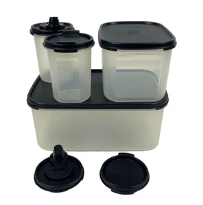 4 Stück Tupperware Modular Mates - schwarze Dichtungen/Deckel + 2 x Deckel - Bild 1 von 24