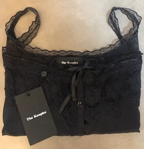 The Kooples Pure Silk and Lace Camisole Top New With Tags Size 8 in Red or Black - Picture 1 of 8