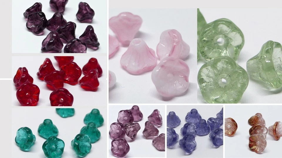 7MM CZECH PRESSED GLASS SMALL FLOWER BELL TRUMPET SPACER BEADS - 30PCS - Image 1 of 1