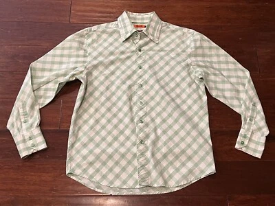 VTG Marc Ecko Unltd Green White Plaid Argyle Mens Medium Button Up Dress Shirt - Image 1 of 4