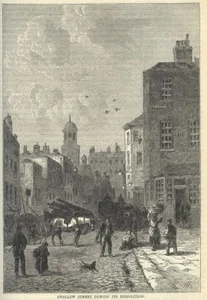 Stampa Antica 1880 LONDON OLD SWALLOW STREET Londra Old Print Engraving - Picture 1 of 1