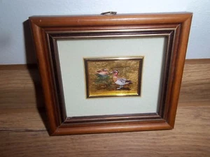 Kunstlithorgraphie auf Goldfolie 960, Enten, Bild gerahmt, hochwertig  - Bild 1 von 2