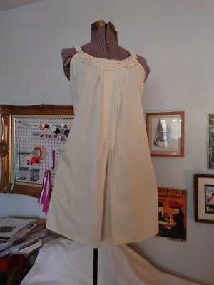 Krista Larson винтажный белый хлопок плиссированные блузка платье оборкой воротник - Изображение 1 из 4