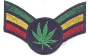 RASTA Leaf in (GYR) V Embroidered Patches 3.9"x2.5" iron-on - Picture 1 of 1