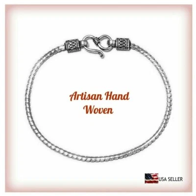 Artisan Crafted Venetian Chain Bracelet Sterling Silver 4.6 Grams 7.25 - Image 1 of 3