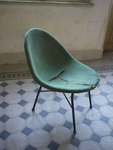 cool Retro Vintage Eierschale Form Stuhl grün - Bild 1 von 5