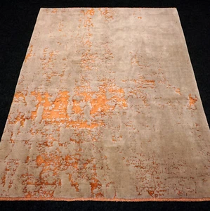Designer Oriental Carpet 193 X 151 CM " Copper " Silk Persian Hand Knotted - Picture 1 of 13