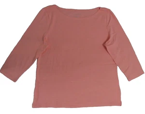 Talbots stretch cotton peach 3/4 sleeve boat neck top size L NWT $28 - Picture 1 of 6