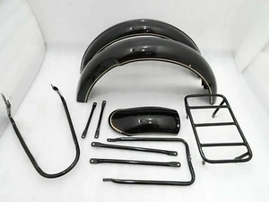 NORTON 16H MUDGUARD SET WITH DUAL LINE & STAYS IN BLACK PAINTED TOP QUALITY ITEM - Picture 1 of 5