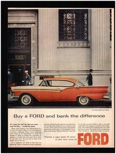 Ford Fairlane 500 Town Victoria 1957 anuncio impreso original ~ envío rápido ~ dos puertas - Imagen 1 de 1