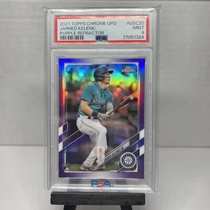 2021 Topps Chrome Update Jarred Kelenic RC Rookie Purple Refractor PSA 9 Mint - Picture 1 of 2