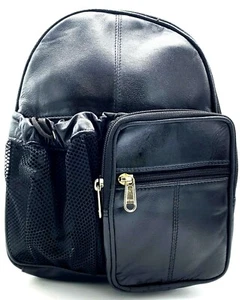 MOCHILA MULTI BOLSILLO AJUSTABLE DE CUERO GENUINO PARA MUJER NEGRA - Imagen 1 de 7