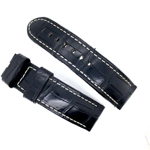 Panerai 22mm schwarz Leder genäht Armband 100% echt gebraucht - Bild 1 von 3