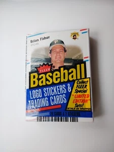 1988 Fleer Baseball Card Cello Pack 28 Karten + 2 Logo Sticker Brian F. - Neu! - Bild 1 von 3