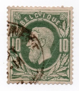 1869 - Belgio - Effigie di Leopoldo II, 10 c. verde usato - Picture 1 of 1