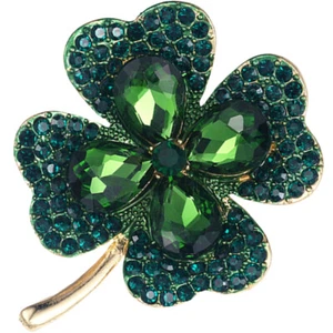 Rhinestone Brooch Lapel Pin Shamrock Pin Patricks Day Irish Jewelry Miss Lapel - Picture 1 of 10