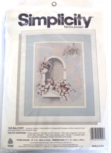 NUEVO EN PAQUETE Kit de Agujas Simplicity El Balcón 9""X12"" Ventana Europea con Flores - Imagen 1 de 2