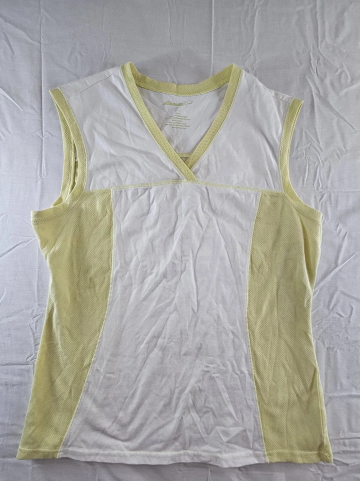 Camiseta sin mangas Eddie Bauer para mujer grande amarilla blanca ropa deportiva sin mangas L entrenamiento  Foto 1 de 4