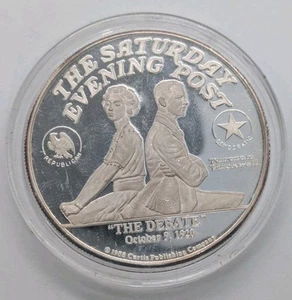 Saturday Evening Post "The Debate” 2 oz .999 Fine Silver Art Round - Picture 1 of 2