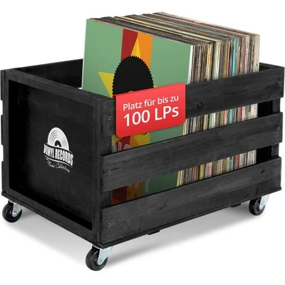 Schallplatten Vinyl Box Kiste Aufbewahrung LP 100 Sammlung Plattenkiste Schwarz - Immagine 1 di 4