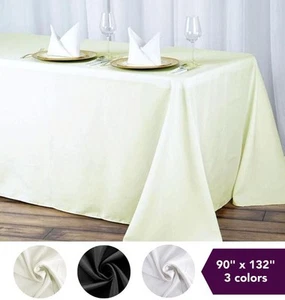 6 pcs 90x132" PREMIUM Polyester RECTANGULAR Tablecloths High Quality Home Linens - Picture 1 of 108