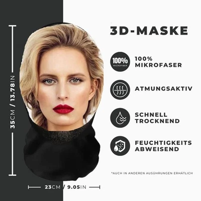 Realistische  3D-Druck Vollgesichtsmaske – Atmungsaktiv, Witz - Bild 1 von 3