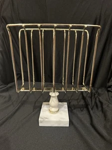 MCM Brass Look Marble Base Letter Holder Mail Letter Desk  Organizer Napkin VTG - Picture 1 of 14