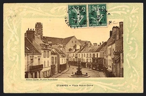 AK Briefmarken, Place Notre-Dame und seine historischen Gebäude 1912 - Bild 1 von 2