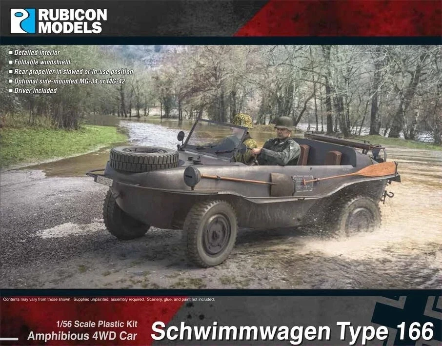 Rubicon Models German Schwimmwagen Type 166  Bolt Action 28mm 1:56 - Image 1 of 1