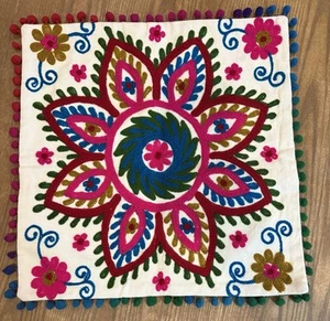 Pillow Cover 16" x 16" Floral with Bobbles - A0014 - Picture 1 of 8