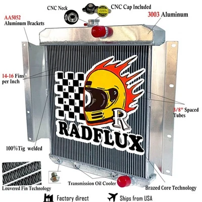 2 Row Aluminum Radiator Fits 1961-1969 Dodge D100 Series Pickup L6 2.8L 3.7L AT - Image 1 of 4