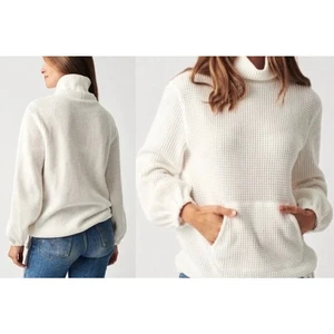 Faherty | Echo Thermal Mock Neck Pullover Sweater White | Sz S - Picture 1 of 9