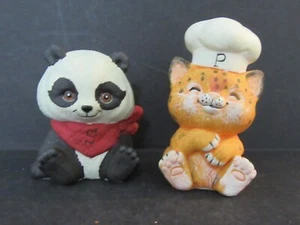 Vintage Enesco Kitten & Panda Ceramic Salt & Pepper Shakers - Picture 1 of 9
