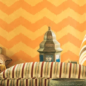 Ikat Marokkanische Schablone Chevron Muster Dekorativ Farbe Wände Stoff Wieder - Bild 1 von 11