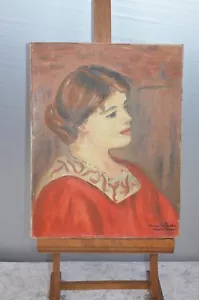 ANCIEN TABLEAU TOILE PEINTURE SIGNE M SALANDRE D APRES RENOIR - Imagen 1 de 5