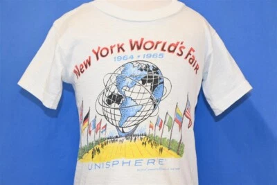 Camiseta de colección años 60 NY NYC WORLD FAIR EXPO UNISPHERE STEEL EARTH MODEL NIÑO PEQUEÑO 2T Foto 1 de 4