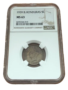 British Honduras 1939 Copper - Nickel 5 Cents NGC MS63 George VI - Picture 1 of 2