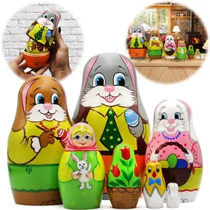 Easter Nesting Dolls Set 7 pcs - Easter Decorations - Easter Toys -Easter Gifts - Picture 1 of 6