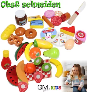 Zubehör Spiel Küche HOLZ Obst SCHNEIDEN Lebensmittel Kaufladen Markt Set Kinder - Bild 1 von 12